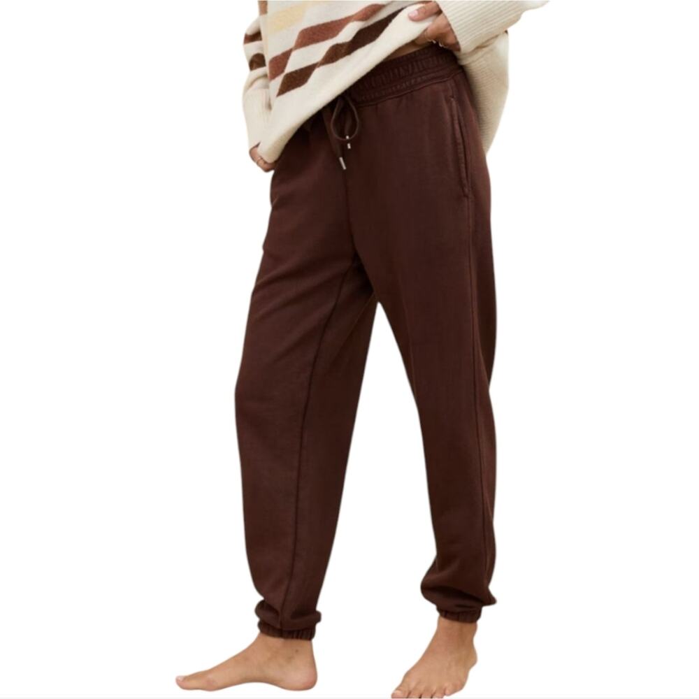 Aerie Jogger Sweatpants Chocolate Brown Elastic Waist Drawstring‎ Cuffed XXLTG